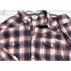 Lucky Brand Women's Button Down Shirt Long Sleeve Plaid LARGE Classic Fit Preppy